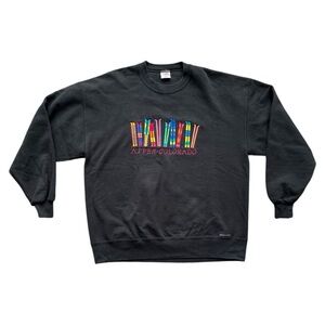 Aspen Colorado Black Crewneck Embroidered Skis Made In USA Men’s Large Vintage